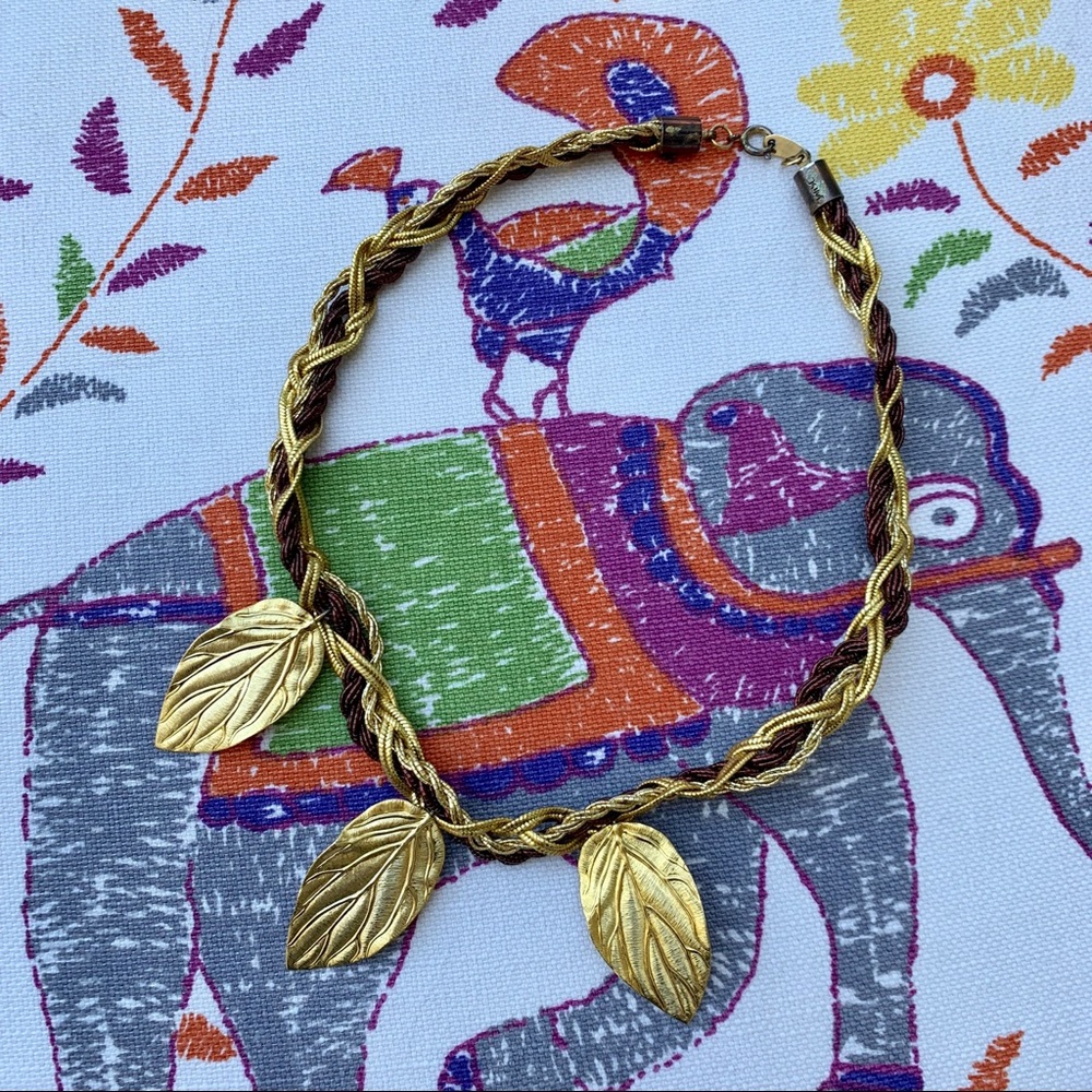 Gold Leaf Braided Necklace